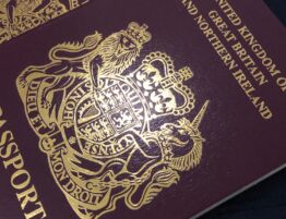 Two official British passports ready for summer vacation and holiday abroad